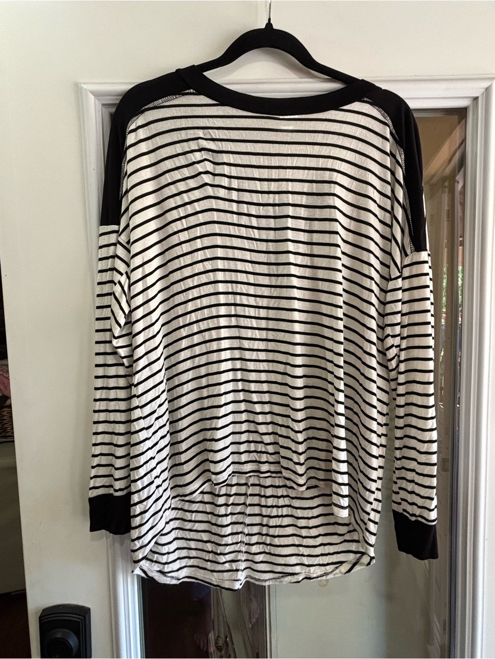 Sew In Love Black & White Striped Long Sleeve Raglan Top